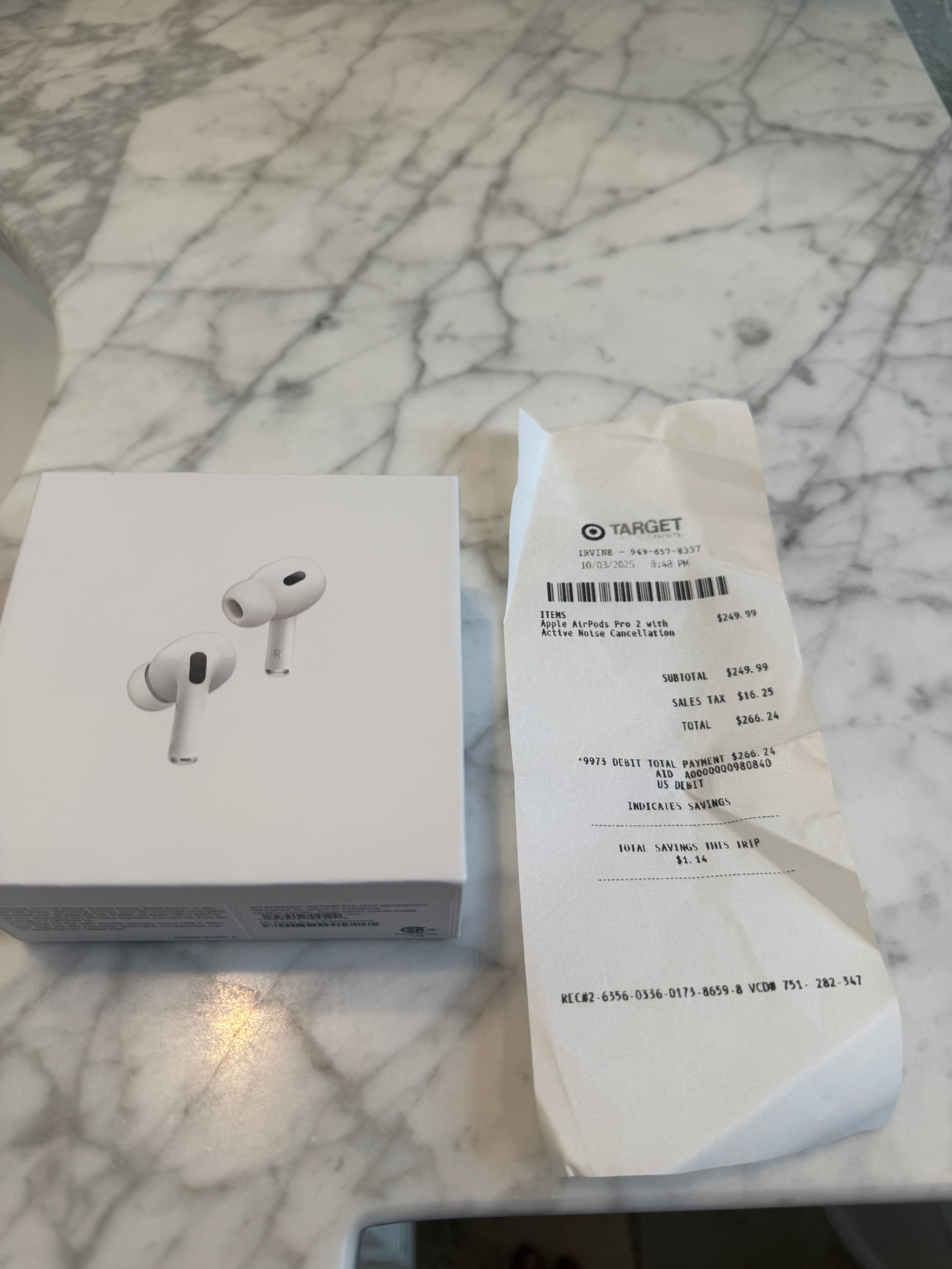 1 To 1 airpods with noise cancellation and comes with a receipt with active serial numbers